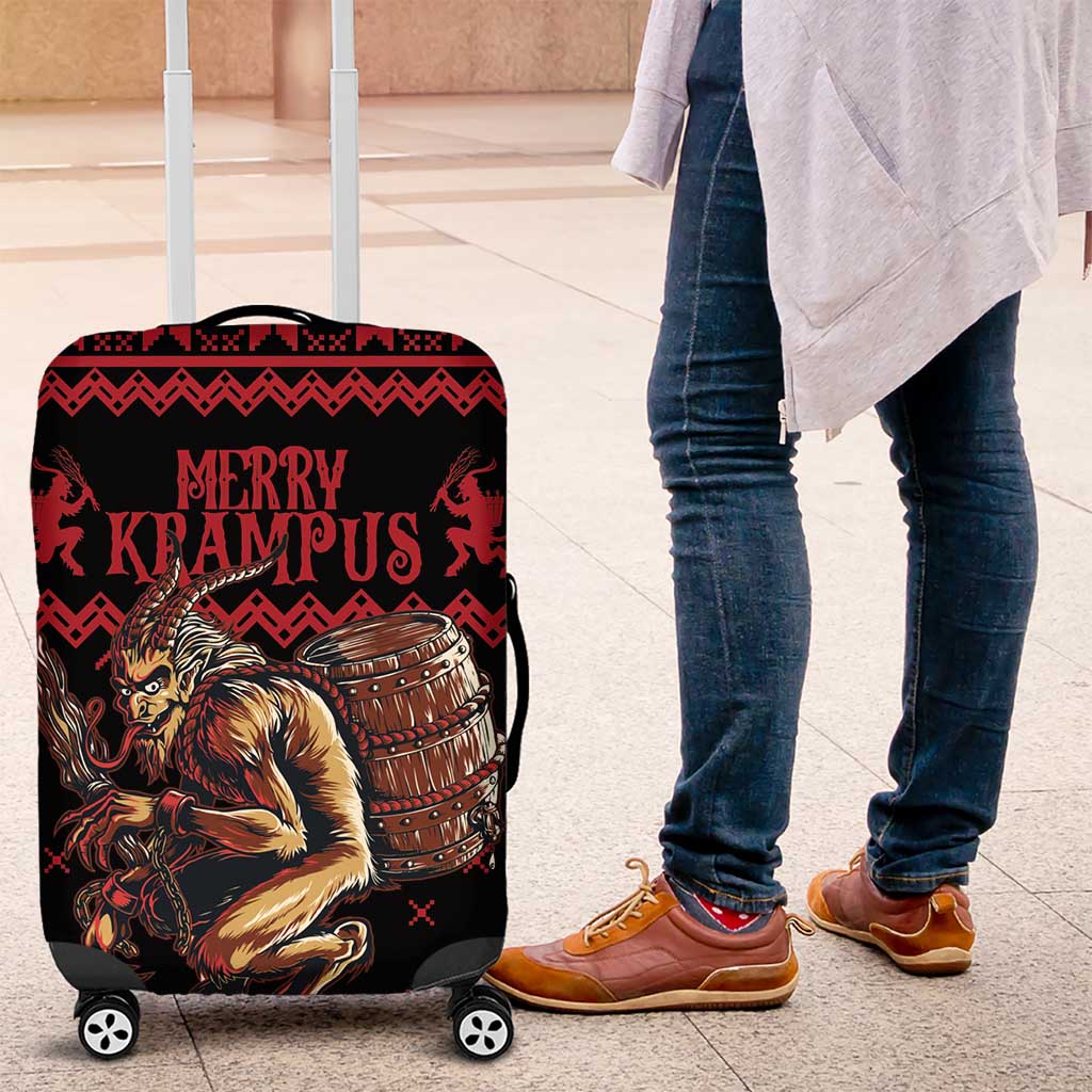 Merry Krampus Creepy Christmas Holiday Luggage Cover Red Version - Wonder Print Shop