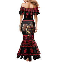 Merry Krampus Creepy Christmas Holiday Mermaid Dress Red Version - Wonder Print Shop