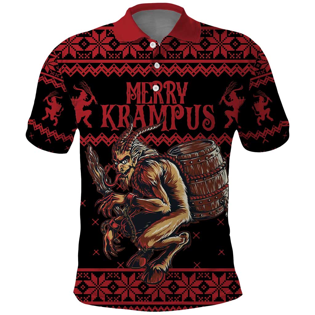 Merry Krampus Creepy Christmas Holiday Polo Shirt Red Version - Wonder Print Shop