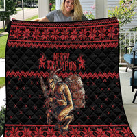 Merry Krampus Creepy Christmas Holiday Quilt Red Version - Wonder Print Shop