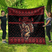 Merry Krampus Creepy Christmas Holiday Quilt Red Version - Wonder Print Shop