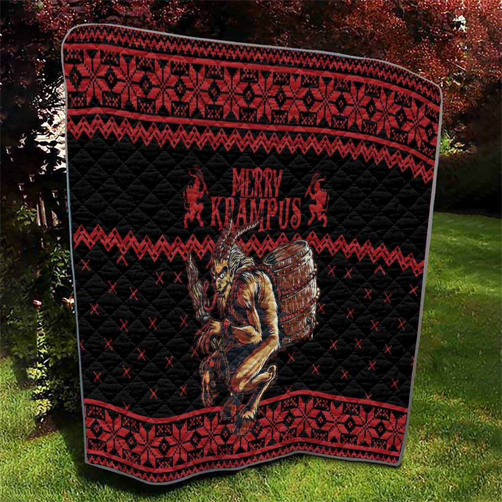 Merry Krampus Creepy Christmas Holiday Quilt Red Version - Wonder Print Shop