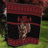 Merry Krampus Creepy Christmas Holiday Quilt Red Version - Wonder Print Shop