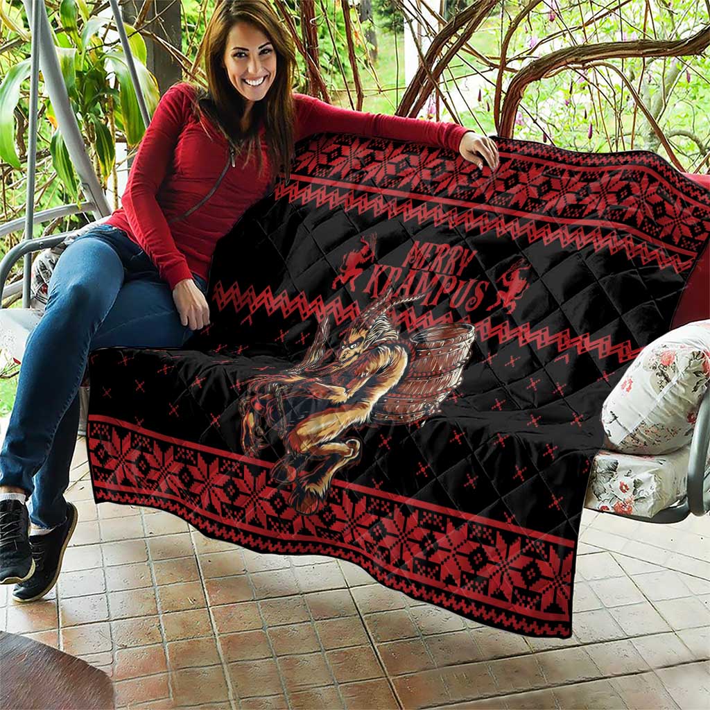 Merry Krampus Creepy Christmas Holiday Quilt Red Version - Wonder Print Shop