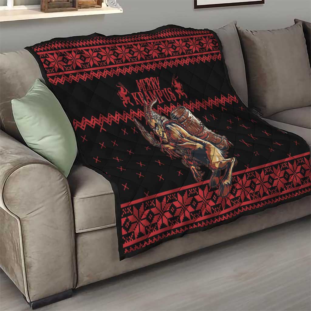 Merry Krampus Creepy Christmas Holiday Quilt Red Version - Wonder Print Shop