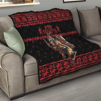 Merry Krampus Creepy Christmas Holiday Quilt Red Version - Wonder Print Shop