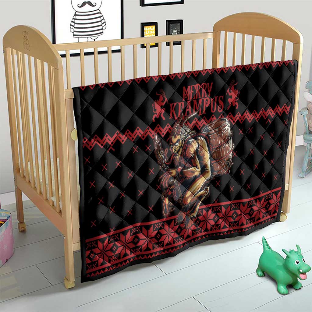 Merry Krampus Creepy Christmas Holiday Quilt Red Version - Wonder Print Shop
