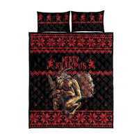 Merry Krampus Creepy Christmas Holiday Quilt Bed Set Red Version - Wonder Print Shop