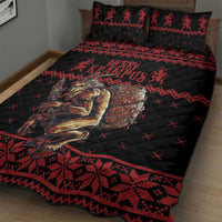 Merry Krampus Creepy Christmas Holiday Quilt Bed Set Red Version - Wonder Print Shop