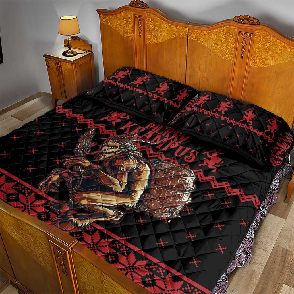 Merry Krampus Creepy Christmas Holiday Quilt Bed Set Red Version - Wonder Print Shop