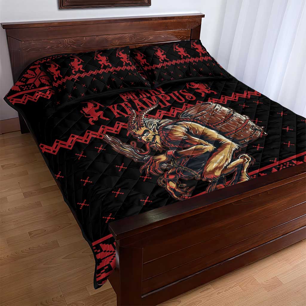 Merry Krampus Creepy Christmas Holiday Quilt Bed Set Red Version - Wonder Print Shop