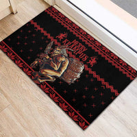 Merry Krampus Creepy Christmas Holiday Rubber Doormat Red Version - Wonder Print Shop