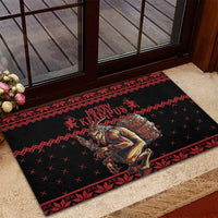 Merry Krampus Creepy Christmas Holiday Rubber Doormat Red Version - Wonder Print Shop