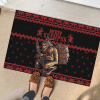 Merry Krampus Creepy Christmas Holiday Rubber Doormat Red Version - Wonder Print Shop