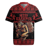 Merry Krampus Creepy Christmas Holiday Rugby Jersey Red Version - Wonder Print Shop