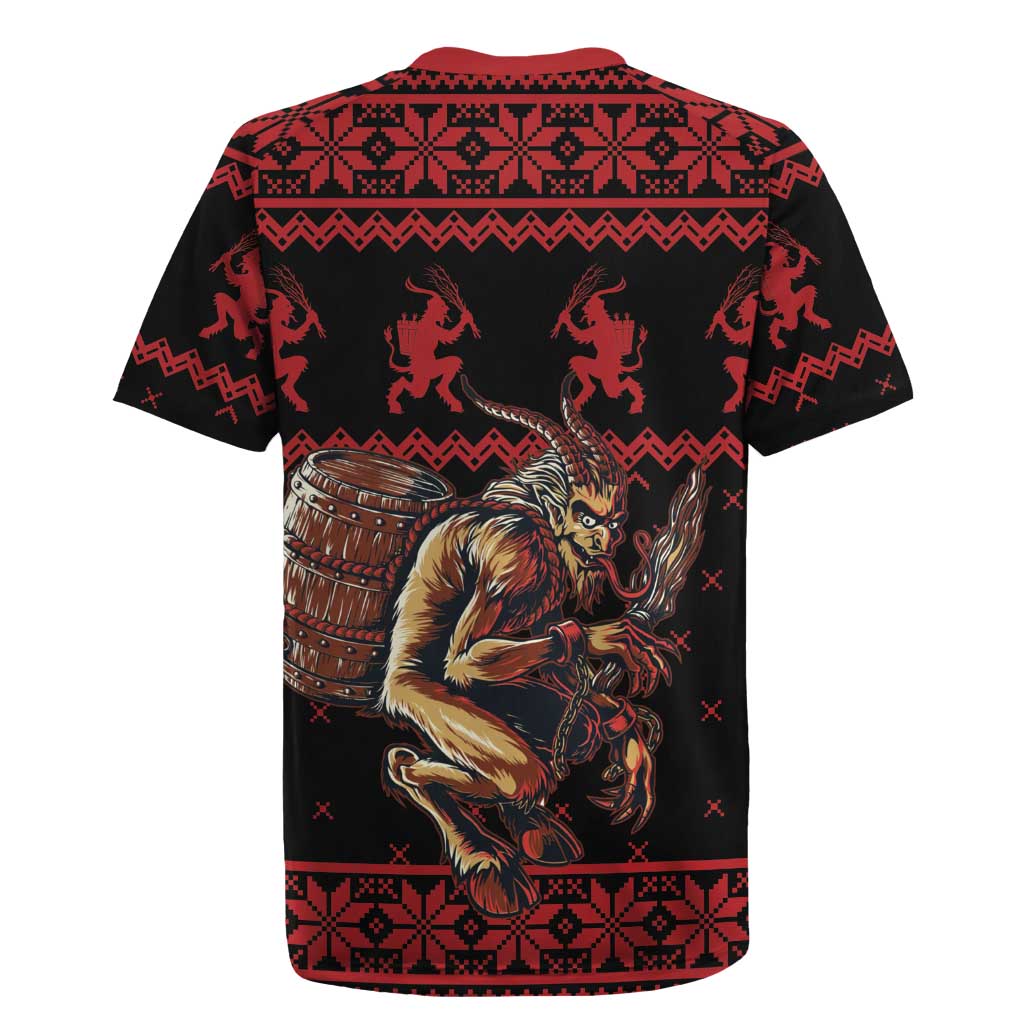 Merry Krampus Creepy Christmas Holiday Rugby Jersey Red Version - Wonder Print Shop
