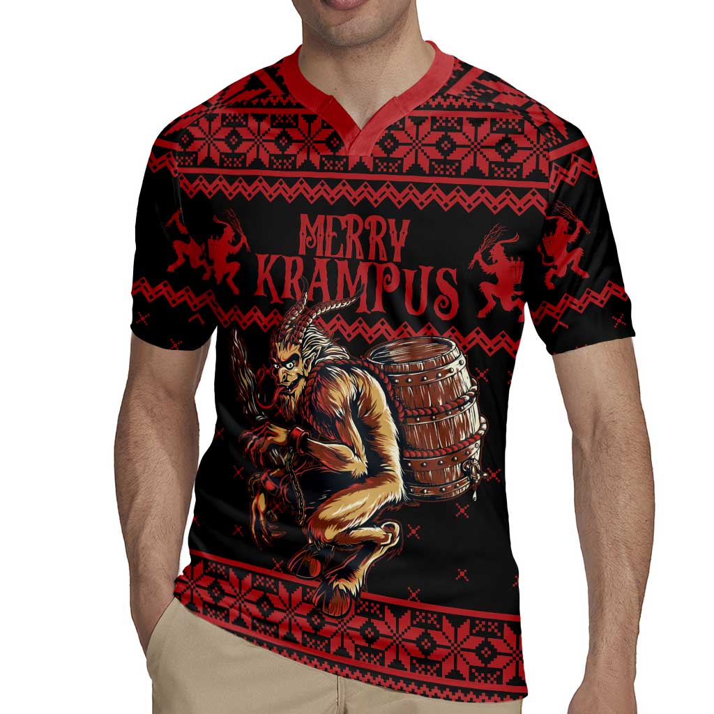 Merry Krampus Creepy Christmas Holiday Rugby Jersey Red Version - Wonder Print Shop