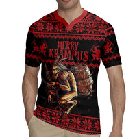 Merry Krampus Creepy Christmas Holiday Rugby Jersey Red Version - Wonder Print Shop