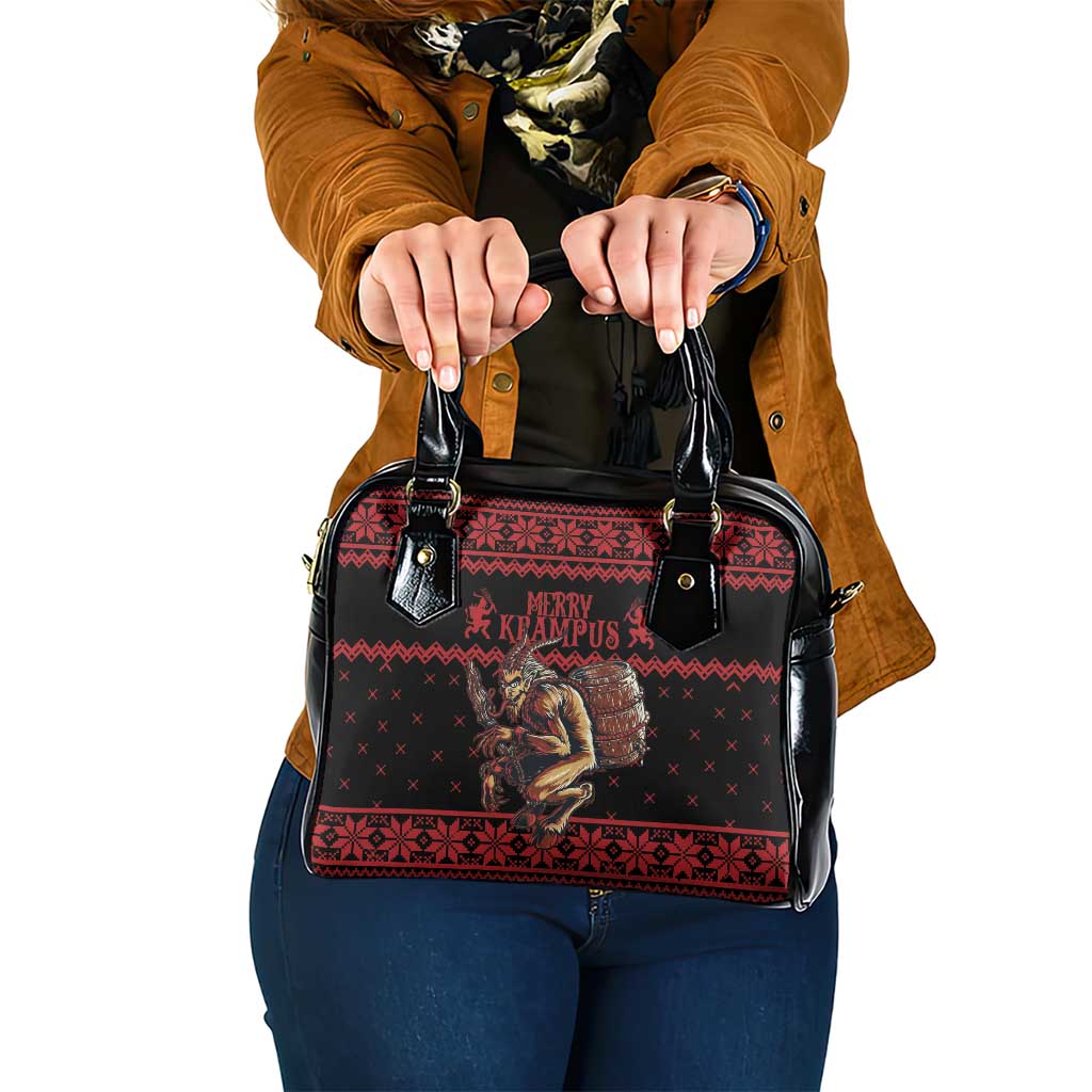 Merry Krampus Creepy Christmas Holiday Shoulder Handbag Red Version