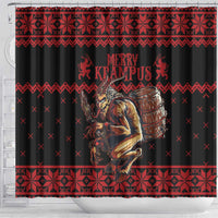 Merry Krampus Creepy Christmas Holiday Shower Curtain Red Version