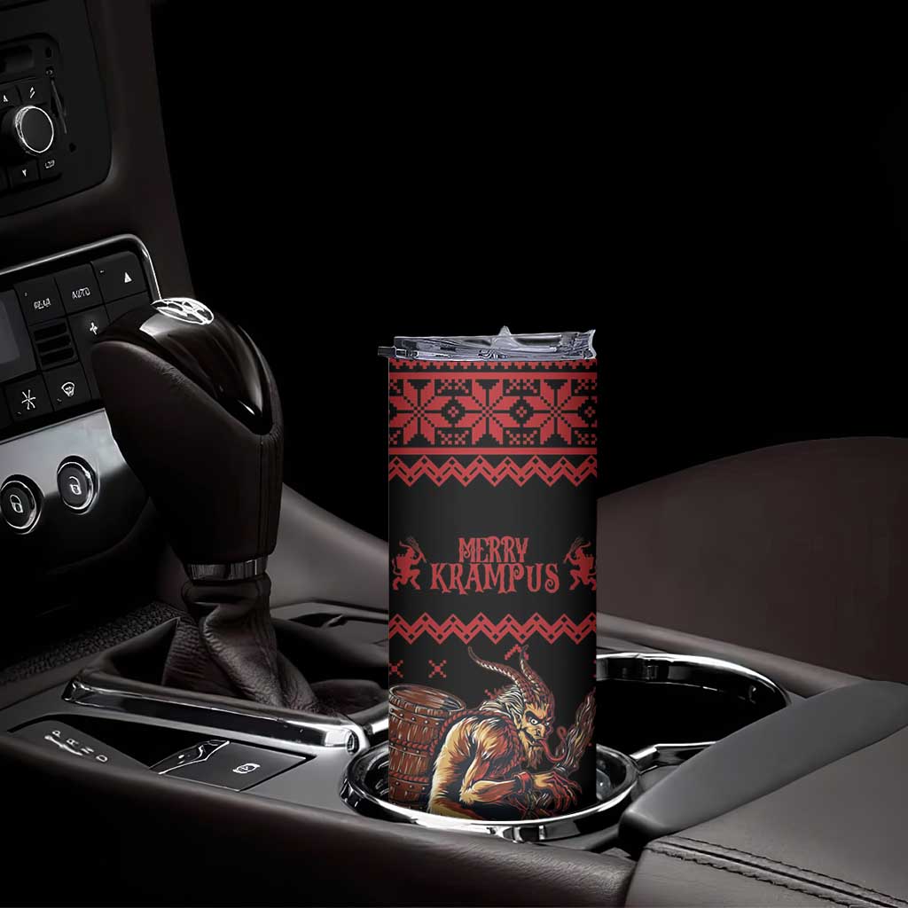 Merry Krampus Creepy Christmas Holiday Skinny Tumbler Red Version - Wonder Print Shop