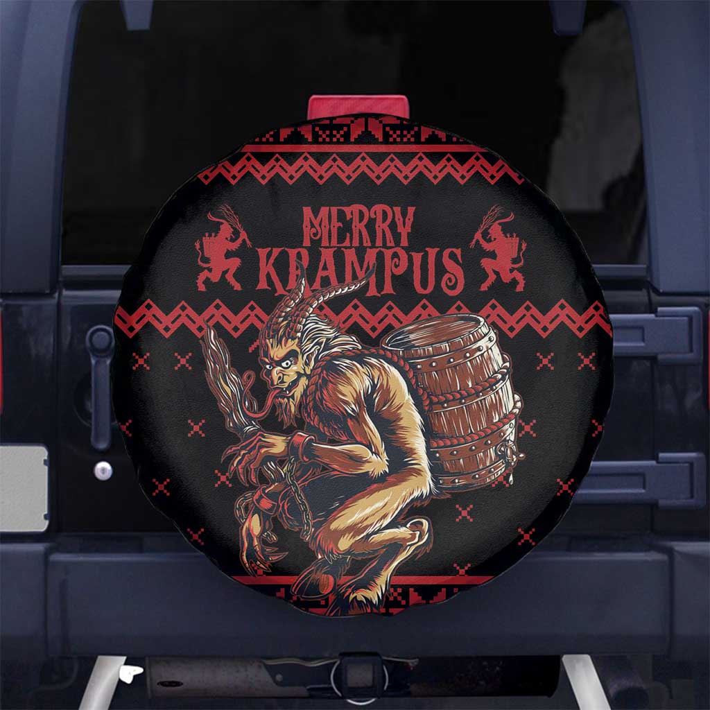 Merry Krampus Creepy Christmas Holiday Spare Tire Cover Red Version - Wonder Print Shop