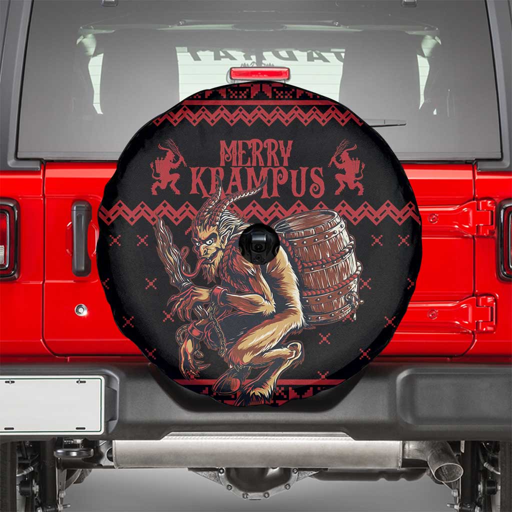 Merry Krampus Creepy Christmas Holiday Spare Tire Cover Red Version - Wonder Print Shop