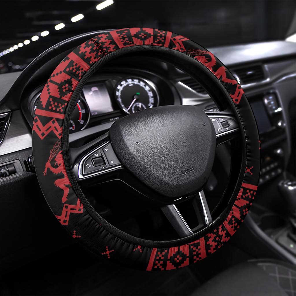 Merry Krampus Creepy Christmas Holiday Steering Wheel Cover Red Version - Wonder Print Shop