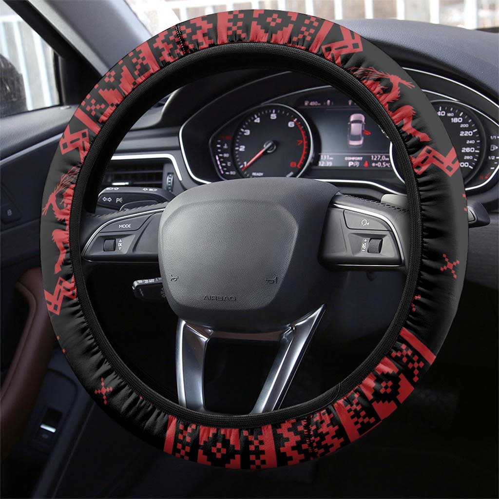 Merry Krampus Creepy Christmas Holiday Steering Wheel Cover Red Version - Wonder Print Shop