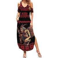 Merry Krampus Creepy Christmas Holiday Summer Maxi Dress Red Version - Wonder Print Shop