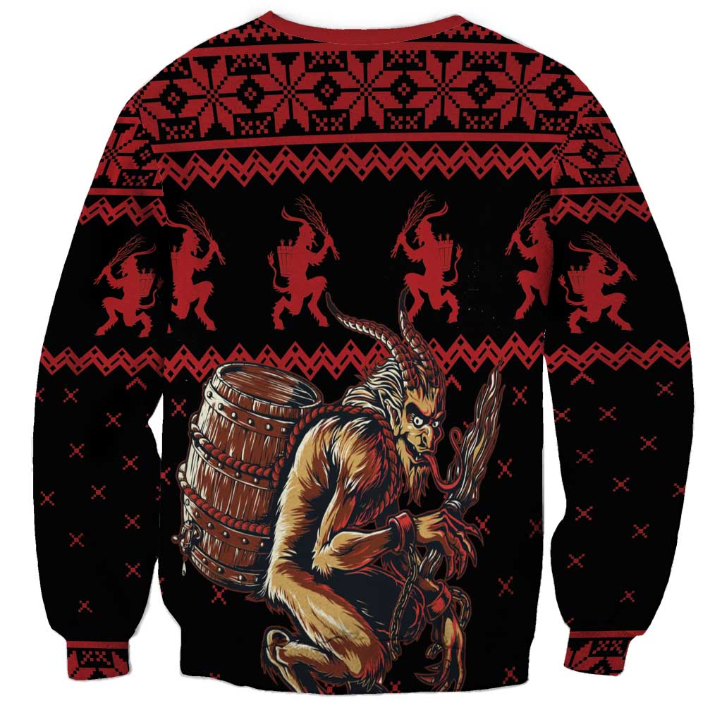 Merry Krampus Creepy Christmas Holiday Sweatshirt Red Version - Wonder Print Shop