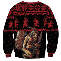 Merry Krampus Creepy Christmas Holiday Sweatshirt Red Version - Wonder Print Shop