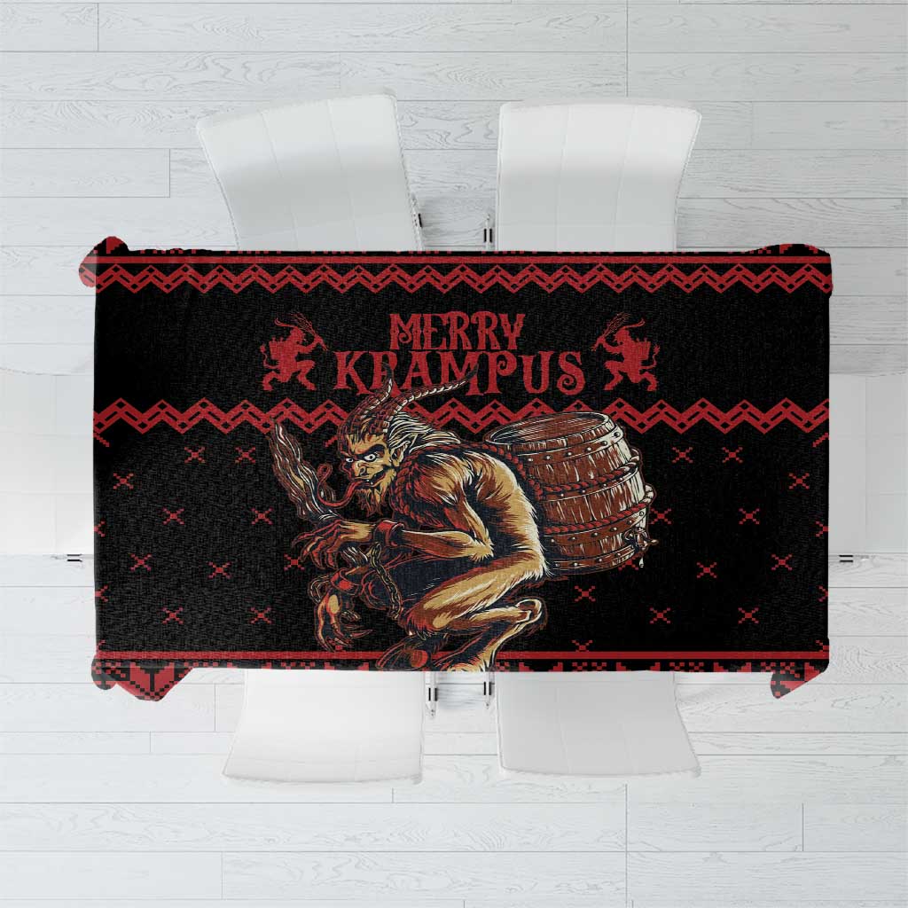 Merry Krampus Creepy Christmas Holiday Tablecloth Red Version - Wonder Print Shop