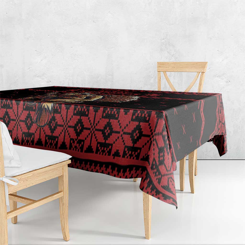 Merry Krampus Creepy Christmas Holiday Tablecloth Red Version - Wonder Print Shop