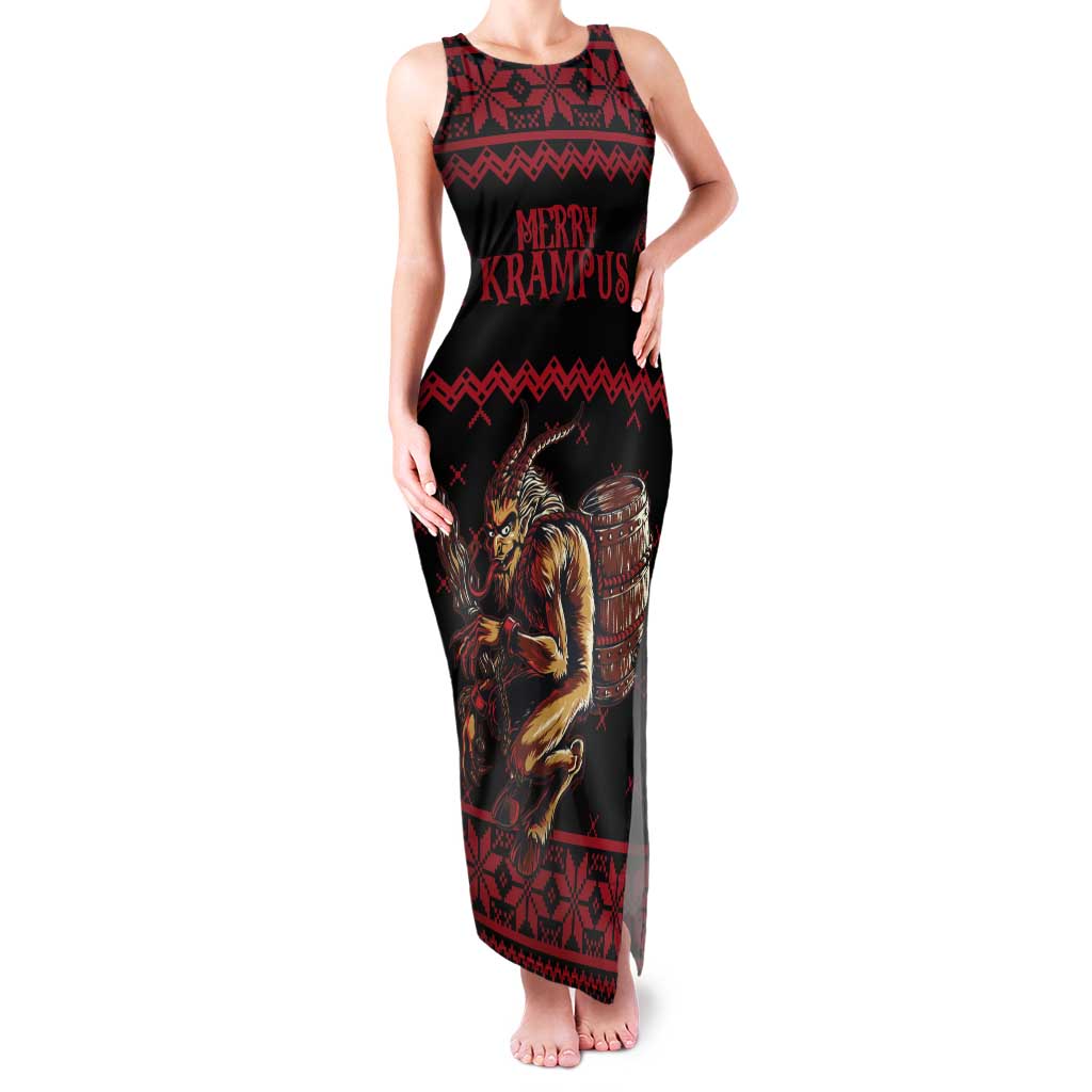Merry Krampus Creepy Christmas Holiday Tank Maxi Dress Red Version - Wonder Print Shop