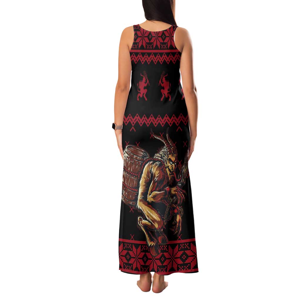 Merry Krampus Creepy Christmas Holiday Tank Maxi Dress Red Version - Wonder Print Shop