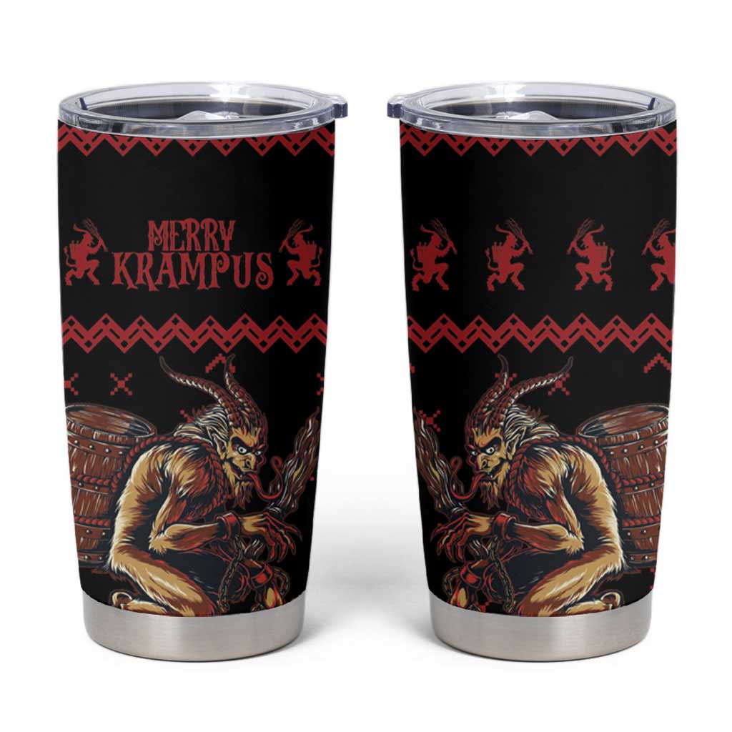 Merry Krampus Creepy Christmas Holiday Tumbler Cup Red Version - Wonder Print Shop