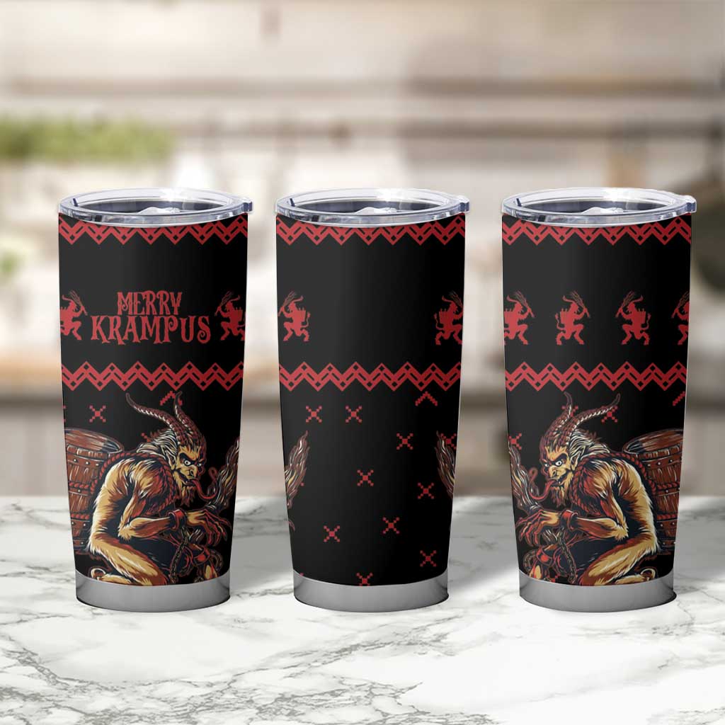 Merry Krampus Creepy Christmas Holiday Tumbler Cup Red Version - Wonder Print Shop
