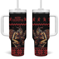 Merry Krampus Creepy Christmas Holiday Tumbler With Handle Red Version - Wonder Print Shop