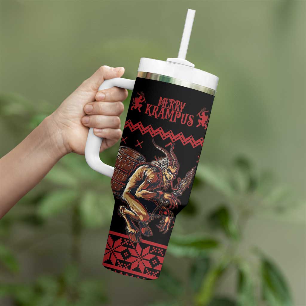 Merry Krampus Creepy Christmas Holiday Tumbler With Handle Red Version - Wonder Print Shop