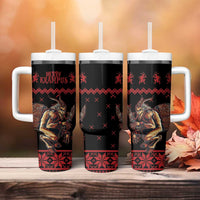 Merry Krampus Creepy Christmas Holiday Tumbler With Handle Red Version - Wonder Print Shop