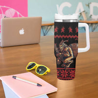 Merry Krampus Creepy Christmas Holiday Tumbler With Handle Red Version - Wonder Print Shop