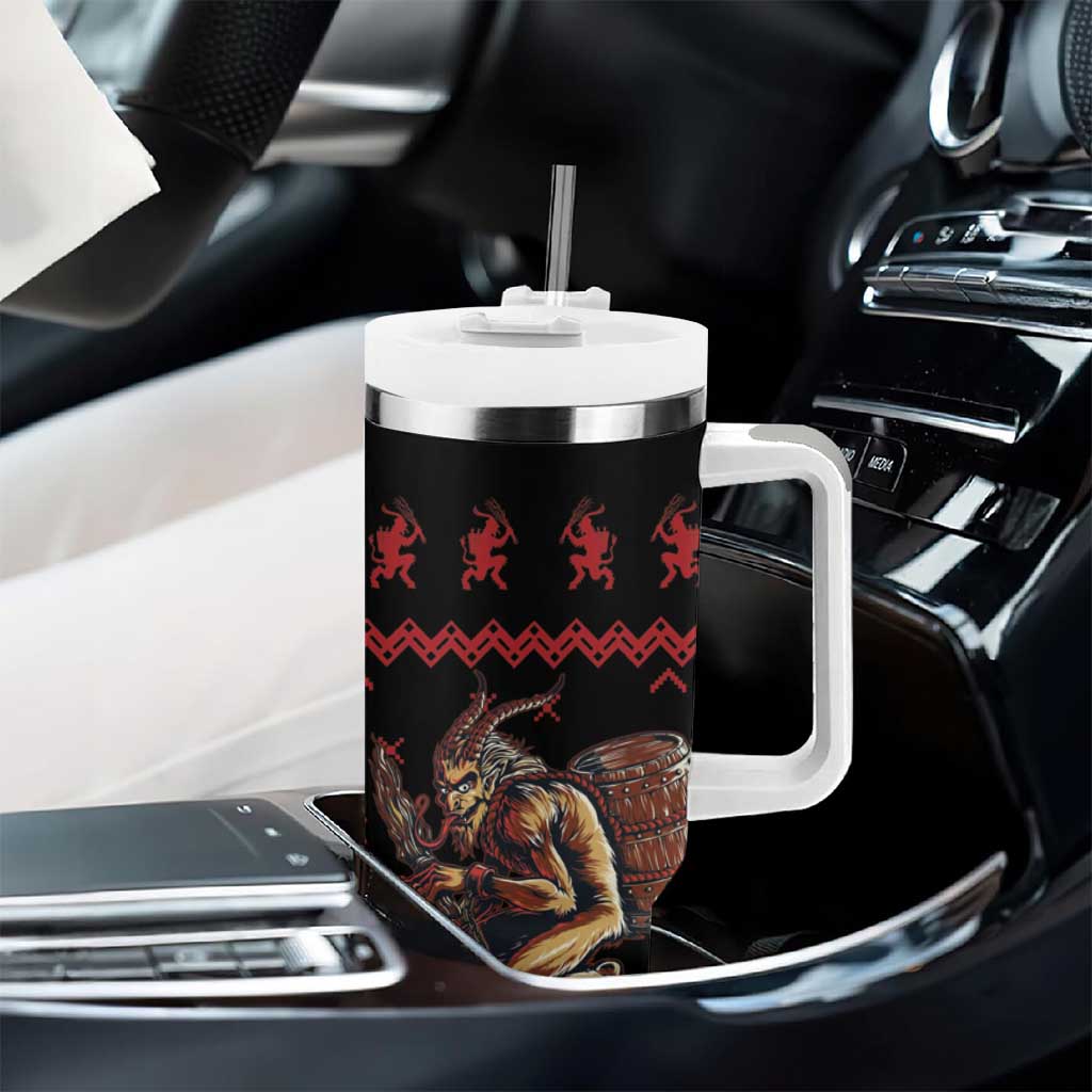 Merry Krampus Creepy Christmas Holiday Tumbler With Handle Red Version - Wonder Print Shop
