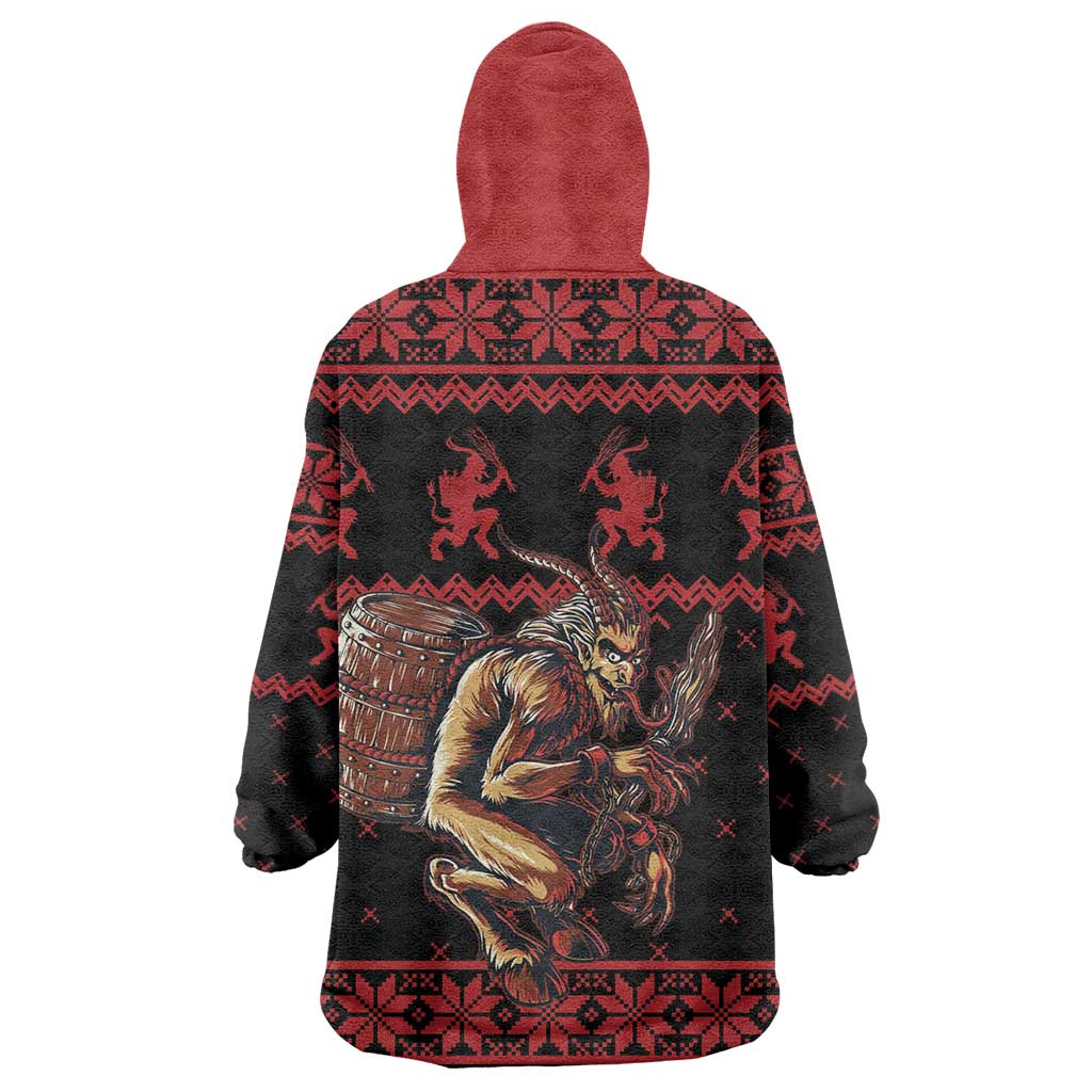 Merry Krampus Creepy Christmas Holiday Wearable Blanket Hoodie Red Version - Wonder Print Shop