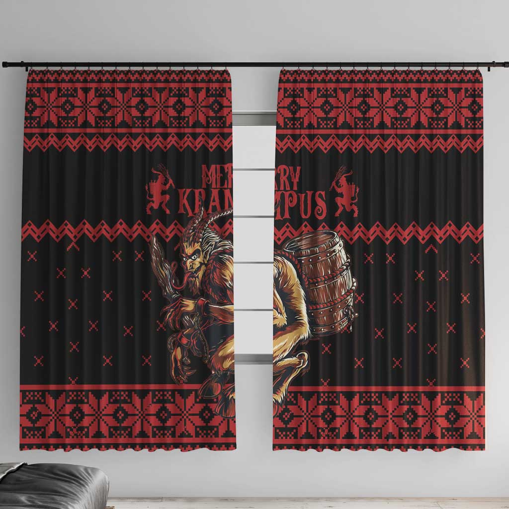 Merry Krampus Creepy Christmas Holiday Window Curtain Red Version - Wonder Print Shop