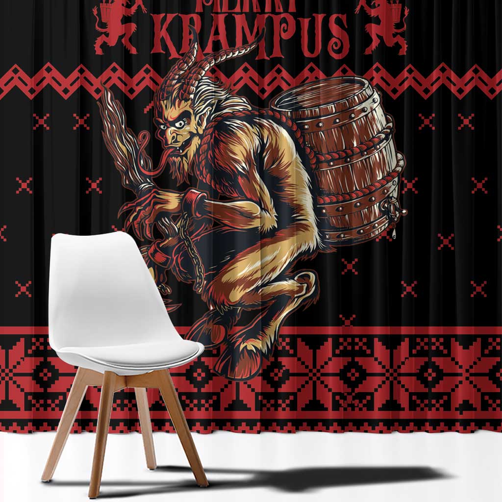 Merry Krampus Creepy Christmas Holiday Window Curtain Red Version - Wonder Print Shop