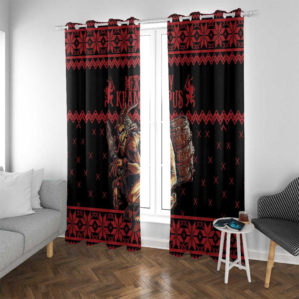 Merry Krampus Creepy Christmas Holiday Window Curtain Red Version - Wonder Print Shop