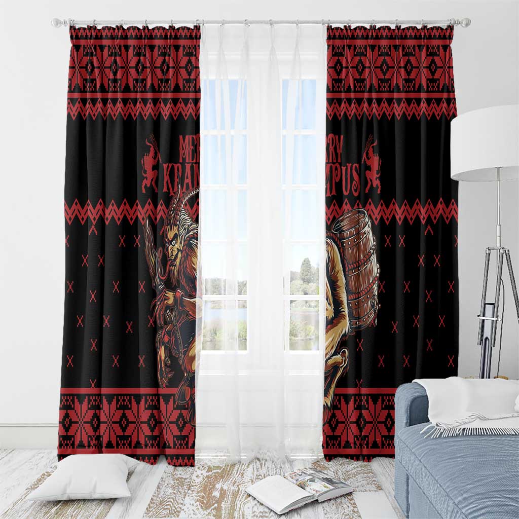 Merry Krampus Creepy Christmas Holiday Window Curtain Red Version - Wonder Print Shop