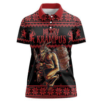 Merry Krampus Creepy Christmas Holiday Women Polo Shirt Red Version - Wonder Print Shop