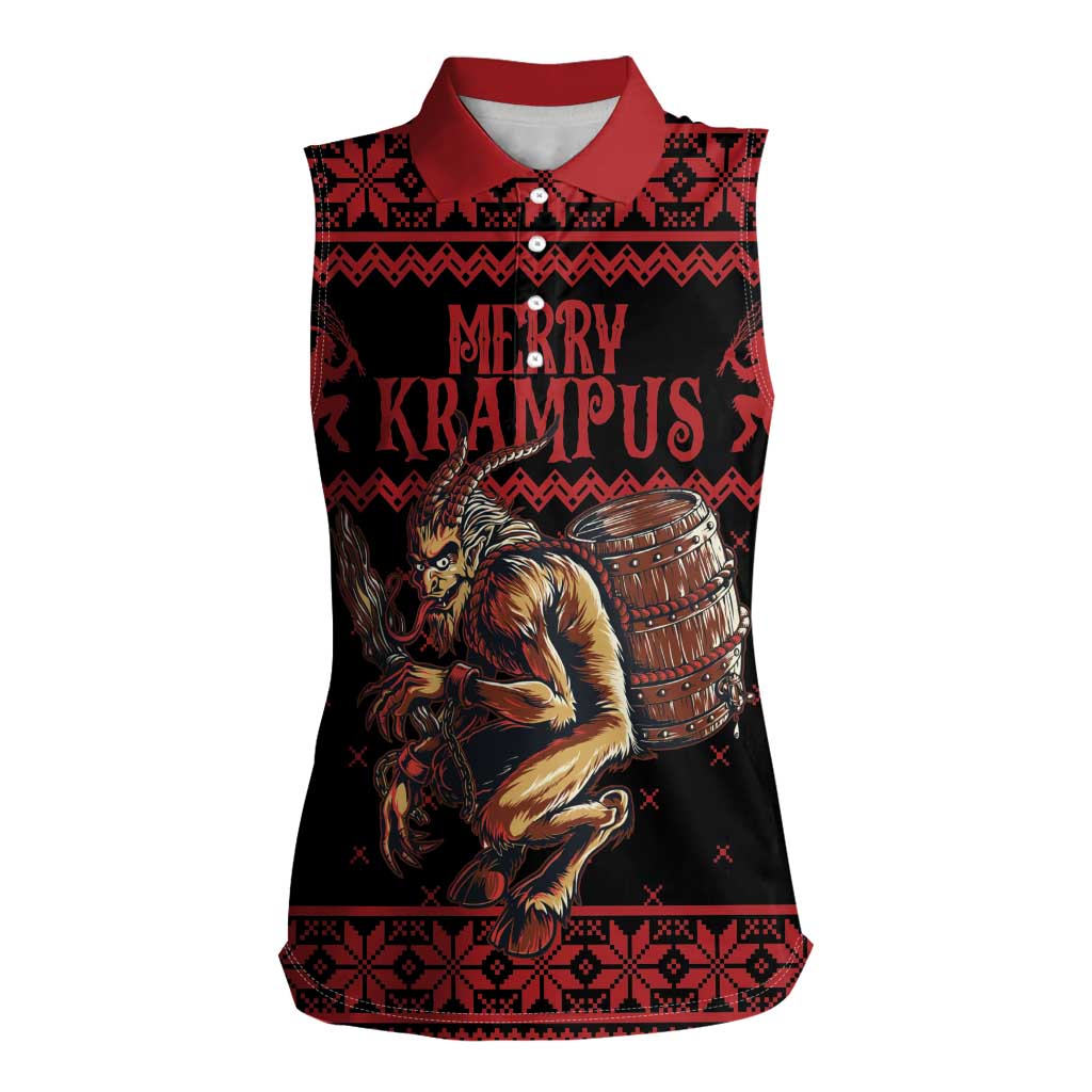Merry Krampus Creepy Christmas Holiday Women Sleeveless Polo Shirt Red Version - Wonder Print Shop